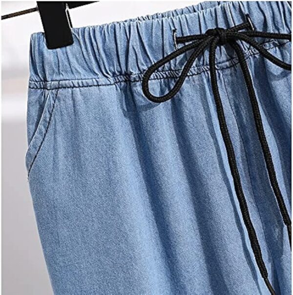 Classic Lace-Up Wide Leg Baggy Denim Pants for Women - Image 7