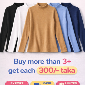 Premium Stretchable Ribbed Cotton Mock Neck Top for Women