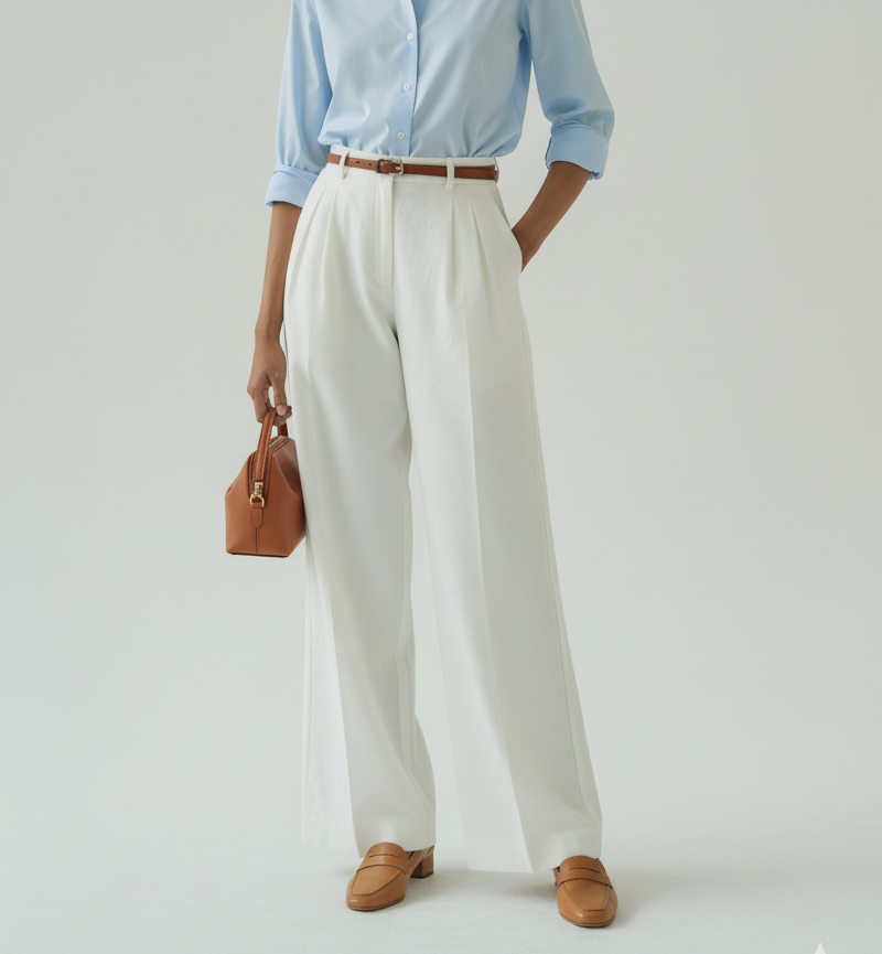 High waist wide leg pants.