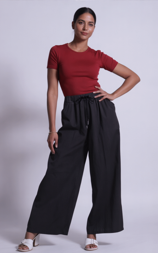Classic Lace-Up Wide Leg Baggy Denim Pants for Women - Image 4