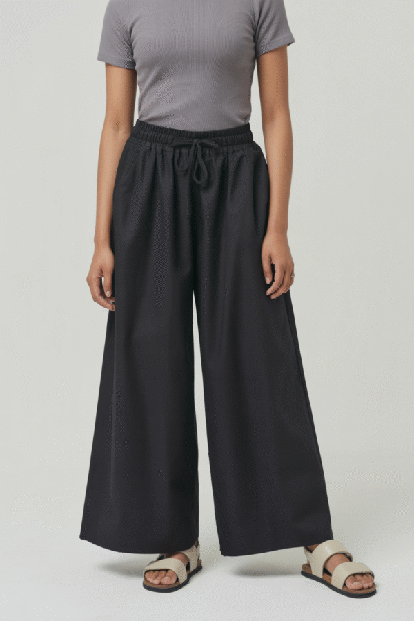 Classic Lace-Up Wide Leg Baggy Denim Pants for Women - Image 5